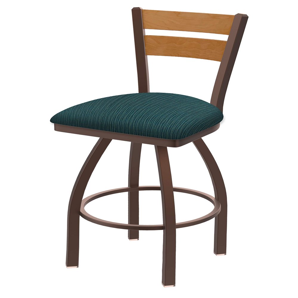 HBS 832 Thor 30" Swivel Counter Stool with Bronze Finish, 2 Piece Medium Wood Back, and Graph Tidal Seat