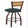 HBS 832 Thor 30" Swivel Counter Stool with Bronze Finish, 2 Piece Medium Wood Back, and Graph Tidal Seat view 3