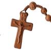 IHM Imports Sine Cera Light Jujube Wood 5 Decade Catholic Rosary, Double-sided Laser Engraved Centerpiece with 8/10mm Carved Rose Beads view 2