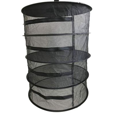 Cabilock Folding Circular Drying Net Zippers Mesh Dryer for Herbs Fruits and Vegetables Convenient Outdoor Hanging Drying Rack Black