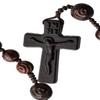 IHM Imports Sine Cera Jujube Wood 5 Decade Catholic Rosary, Laser Engraved Centerpiece, Smooth 10/12mm Rose Carved Beads view 2