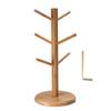 13.6" Cup Rack with Removable Mug Stands, Wooden Mug Rack Tree Mug Rack Storage Rack 6 Hooks Tea Cup Organizer Holder, Tree Shape, Bamboo Coffee Mug Tree Cup Holders Coffee Cup Organizer Hanger view 1