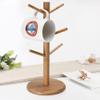 13.6" Cup Rack with Removable Mug Stands, Wooden Mug Rack Tree Mug Rack Storage Rack 6 Hooks Tea Cup Organizer Holder, Tree Shape, Bamboo Coffee Mug Tree Cup Holders Coffee Cup Organizer Hanger view 3