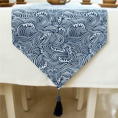 KXMYT Table Runners, Japanese Style Linen Cotton Tablecloths with Tasseled, Non-Slip Heat-Resistant, for Hotel/Kitchen/Party/Meeting Room,A,32200cm
