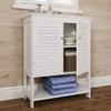 RiverRidge Ellsworth 2-Door Floor Cabinet with Open Shelf - Bathroom Storage Cabinet for Towels & Toiletries - White MDF Wood with Shutter Design & Adjustable Interior Shelf view 2