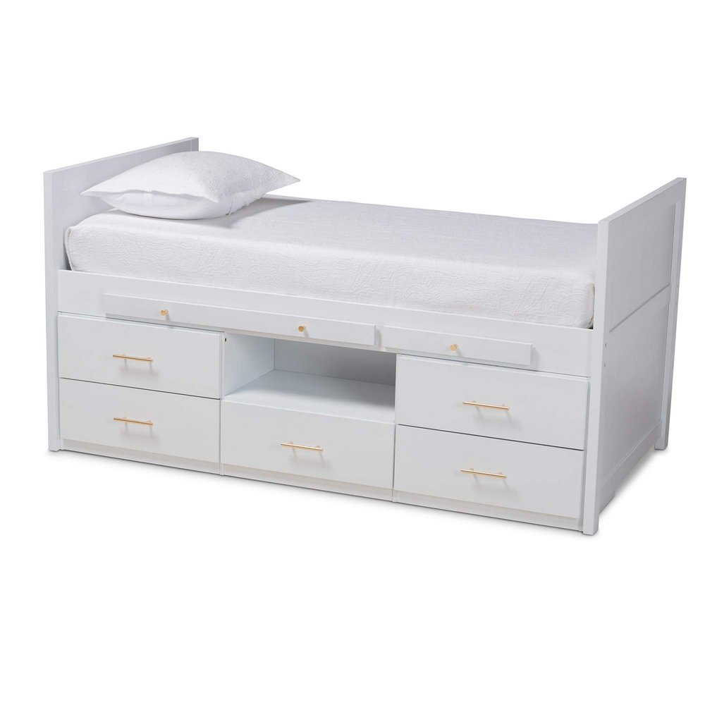 Baxton Studio Beds (Storage), Twin, White