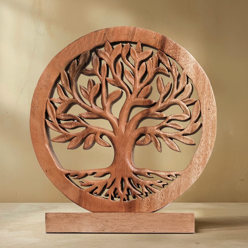 Decozen Wood Tree of Life Sculpture, Gift for Mom Home Decor, Living Room, Boho, Coffee Table, Centerpiece Table Decor, Mantle, Bathroom Shelf, Farmhouse, Christmas Decorations, Mothers day Gifts