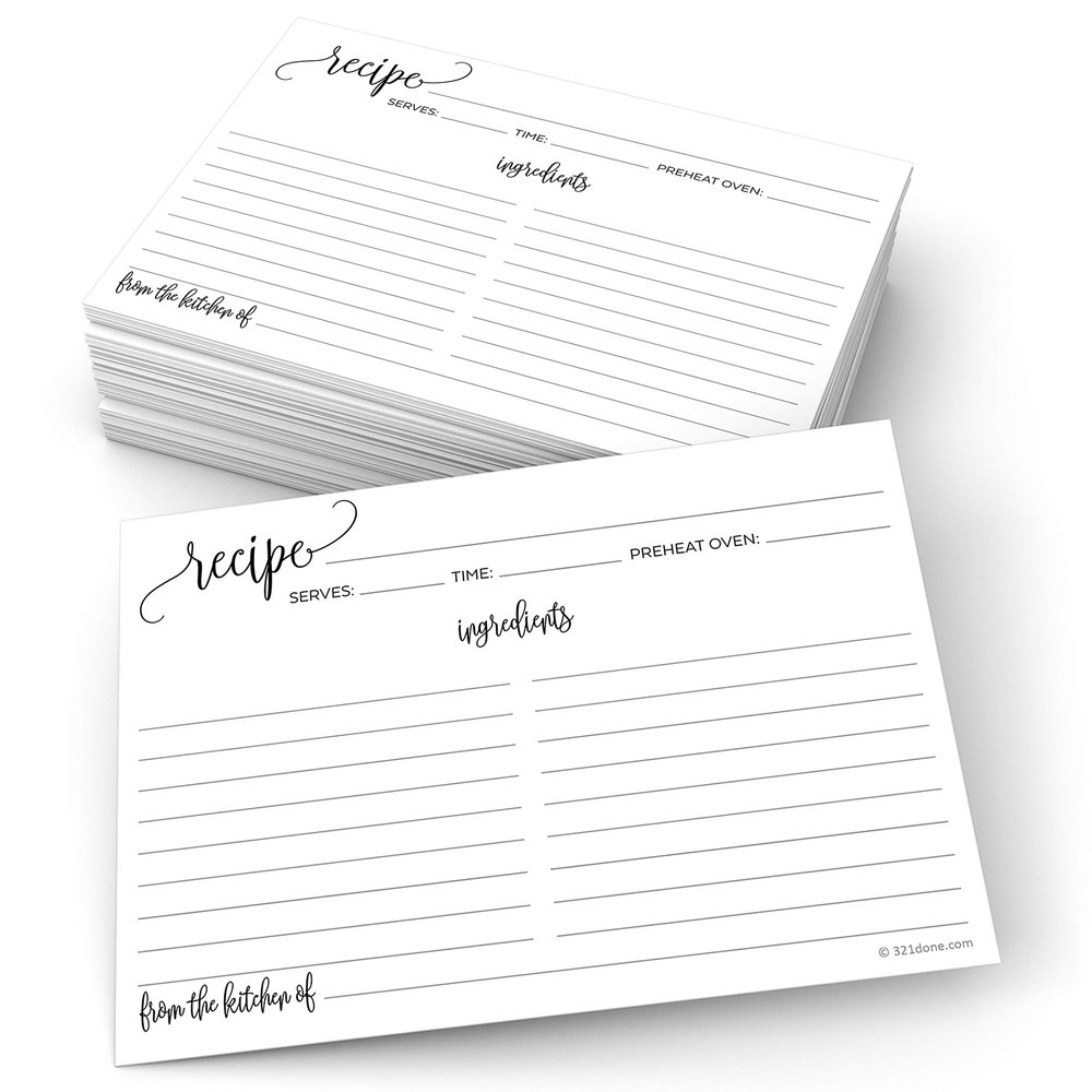 321Done Recipe Cards - Set of 50, Extra Large Double-Sided Thick 5x7 Modern White Recipe Cards, Minimalist Design for Bridal Shower & Wedding Gift, Made in USA