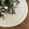 36 Inch Christmas Tree Skirt: Pencil Tree Skirt for 6FT Tree, Braided Cable Knit Cream White Small Tree Skirt, Vintage Tree Skirts, Rustic Farmhouse Christmas Decorations view 4