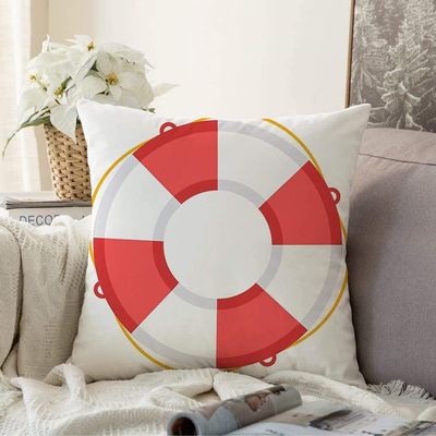 Decorative Square Throw Pillow Cover Life Lifeguard Ring Protection Buoy Swim Signs Circle Symbols Lifesaver Sos Float Abstract White Cushion Covers Pillowcase Home Decor 18x18 Inch