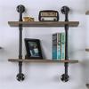 Furniture of America Hollis Industrial Wood 2-Tier Wall Display Shelf in Natural view 2