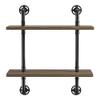 Furniture of America Hollis Industrial Wood 2-Tier Wall Display Shelf in Natural view 4