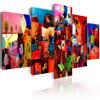 artgeist Textured Canvas Wall Art Colorful Town 80x40 in - 5pcs Painting Canvas Prints Picture Artwork Image Framed Contemporary Modern Photo Wall Home Abstract City 051447 view 1