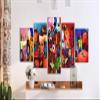 artgeist Textured Canvas Wall Art Colorful Town 80x40 in - 5pcs Painting Canvas Prints Picture Artwork Image Framed Contemporary Modern Photo Wall Home Abstract City 051447 view 2