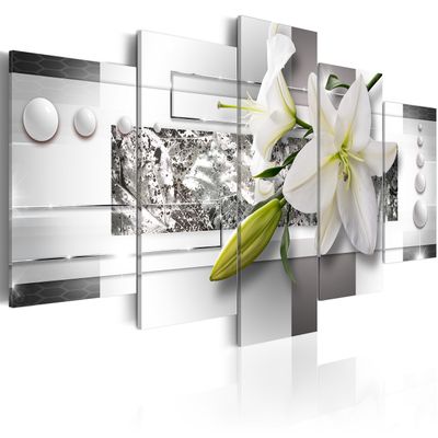 artgeist Textured Canvas Wall Art Flowers Lily 80x40 in - 5pcs Painting Canvas Prints Picture Artwork Image Framed Contemporary Modern Photo Wall Home a-C-0077-b-m