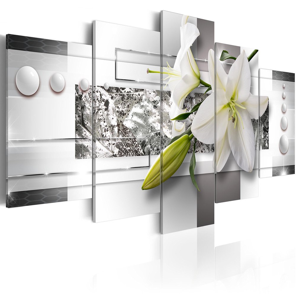 artgeist Textured Canvas Wall Art Flowers Lily 80x40 in - 5pcs Painting Canvas Prints Picture Artwork Image Framed Contemporary Modern Photo Wall Home a-C-0077-b-m