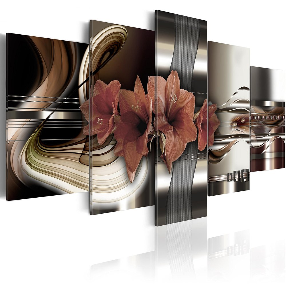 artgeist Textured Canvas Wall Art Flowers Lily 80x40 in - 5pcs Painting Canvas Prints Picture Artwork Image Framed Contemporary Modern Photo Wall Home b-A-0275-b-n