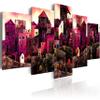 artgeist Textured Canvas Wall Art Colorful Town 80x40 in - 5pcs Painting Canvas Prints Picture Artwork Image Framed Contemporary Modern Photo Wall Home City 020115-4 view 1