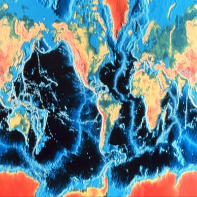 Home Comforts World Map with Elevation of The Land and Depth of The Oceans - Large MAP Vivid Imagery Laminated Poster Print-20 Inch by 30 Inch Laminated Poster With Bright Colors