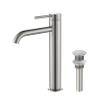 KIBI Solid Brass Single Handle Single Hole Circular Faucet for Bathroom Sink with Pop Up Drain | High Arc Faucet Spout Design | Corrosion and Rust Resistant (Brushed Nickel, KBF1009) view 1