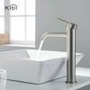 KIBI Solid Brass Single Handle Single Hole Circular Faucet for Bathroom Sink with Pop Up Drain | High Arc Faucet Spout Design | Corrosion and Rust Resistant (Brushed Nickel, KBF1009) view 2
