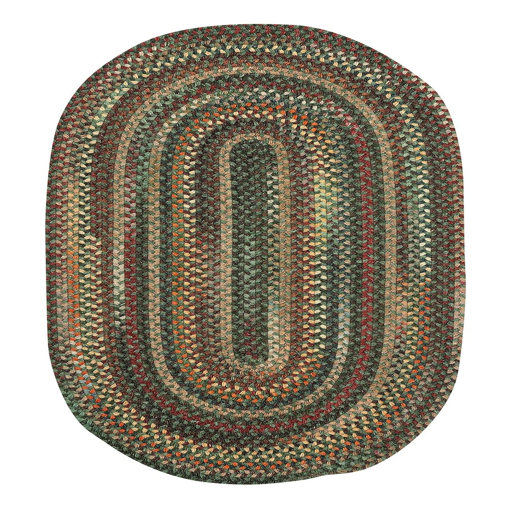 Capel American Heritage Green Multi 5'0"X8'0" Oval Braided Rug