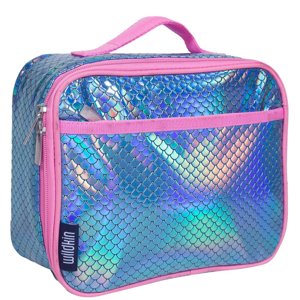 Wildkin Kids Insulated Lunch Box Durable and Reusable for School & Travel - Mermaid Scales