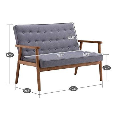 126 x 75 x 83.5 cm Mid-Century Retro Modern Fabric Recreational Chair Wooden Lounge Chair Sofa Office Reception Chair Waiting Room Visitor Guest Sofa Seat