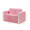 Costzon Kids Couch, 2 in 1 Double Seat Children's Sofa Convert to Table and Two Chairs for School, Storage Space, PVC Surface, Large Soft Kids Preschool Sofa Couch for Boys Girls Gifts (Pink) view 3