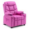 MCombo Big Kids Recliner for Ages 3+, Child Reclining Chair, Toddlers Recliner Sofa with Cup Holders (Faux Leather, Pink) view 1