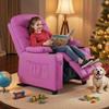 MCombo Big Kids Recliner for Ages 3+, Child Reclining Chair, Toddlers Recliner Sofa with Cup Holders (Faux Leather, Pink) view 2