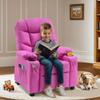 MCombo Big Kids Recliner for Ages 3+, Child Reclining Chair, Toddlers Recliner Sofa with Cup Holders (Faux Leather, Pink) view 4