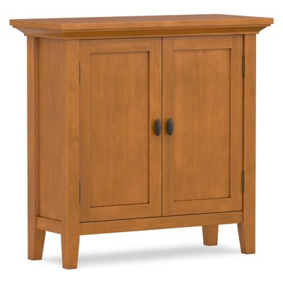 SIMPLIHOME Redmond 32" Solid Wood Cabinet in Light Golden Brown