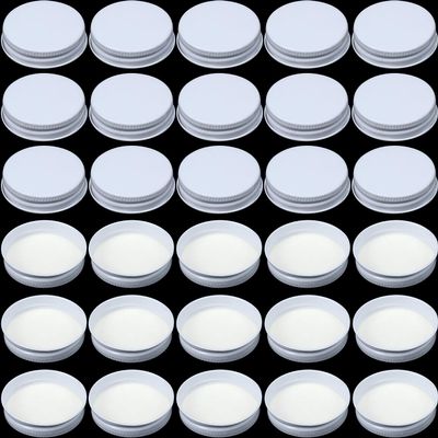 Patelai 36 Pcs 38 mm White Growler Caps Lids, Tinplate Metal Screw Caps with White Filling Glue Fits for Most 1/2 and 1 Gallon Jugs