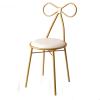 Dressing Table Makeup Chair, Creative Ribbon Shape Decoration Backrest Chair Golden PU Leather/Flannel Dressing Stool Bedroom Lounge Chair Reading Chair Wrought Iron Dining Chair Furniture,White pu view 1