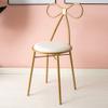 Dressing Table Makeup Chair, Creative Ribbon Shape Decoration Backrest Chair Golden PU Leather/Flannel Dressing Stool Bedroom Lounge Chair Reading Chair Wrought Iron Dining Chair Furniture,White pu view 2