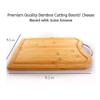 Bamboo Cutting Board with Juice Groove and Stainless Steel Handles 14" x 9.5" Heavy Duty Butcher Block & Serving Tray for Meat, Cheese, and Vegetables view 3