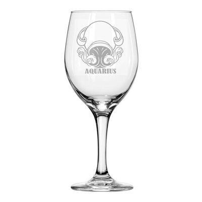 Alankathy Mugs Zodiac Sign birth Wine Glass Aquarius (20 OZ WINE GLASS)