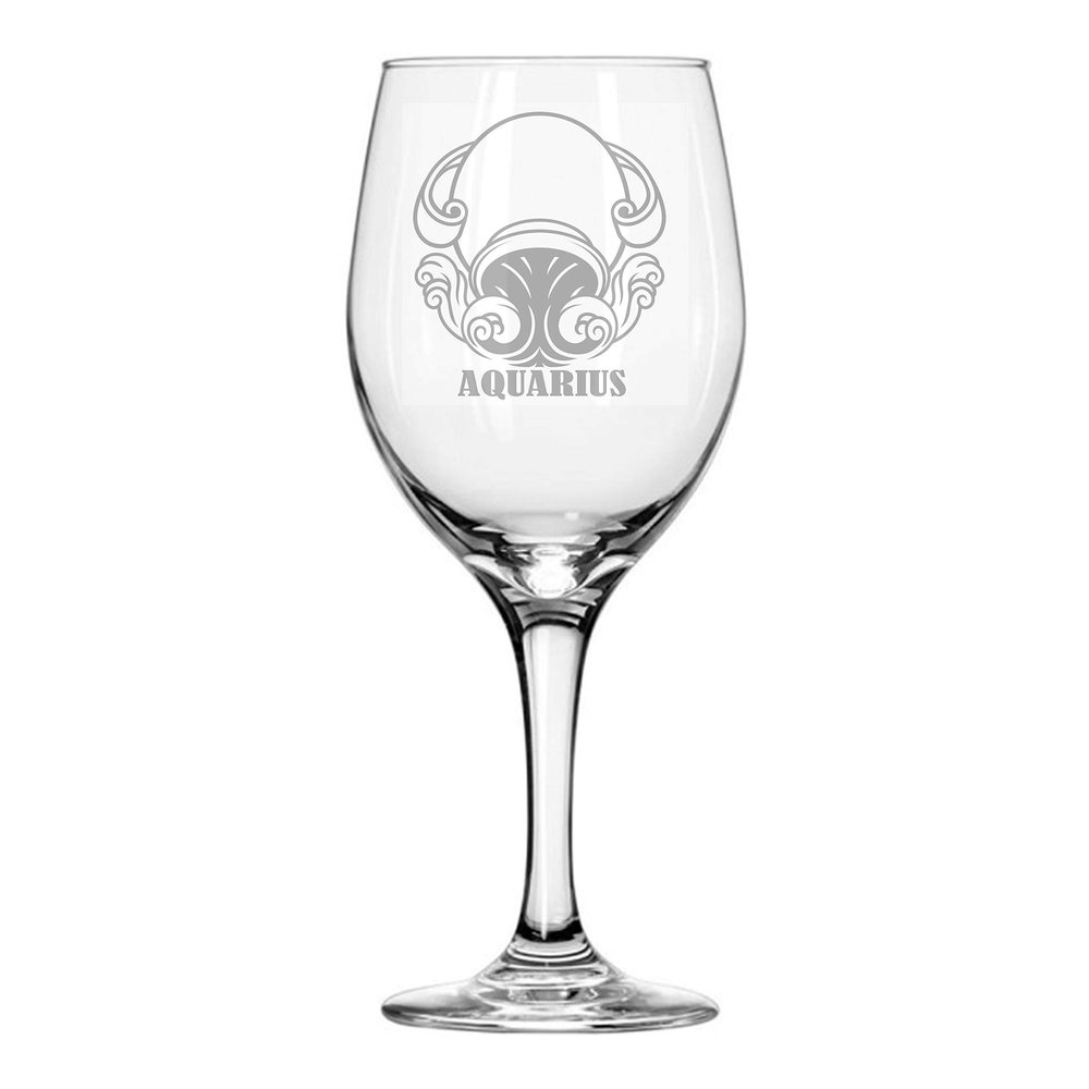 Alankathy Mugs Zodiac Sign birth Wine Glass Aquarius (20 OZ WINE GLASS)