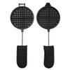 HAWOK Cast Iron Waffle Maker with Handle Hoder and Basting Brush view 2