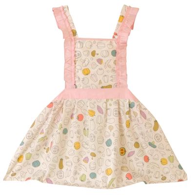 Kids Cooking Baking Apron | Toddler, Little Girls, Cute Kitchen Chef Aprons by CRB Fashion (2 to 5 Years Old, Peach Pink)