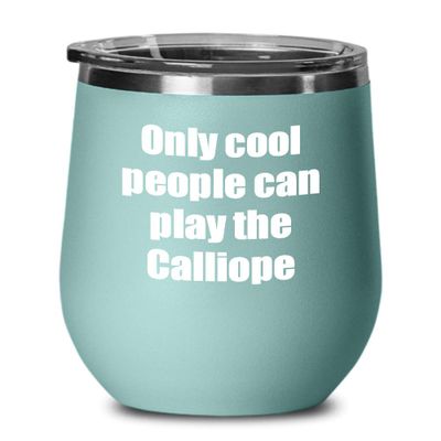 EzGift Funny Calliope Player Wine Glass Musician Gift Gag Insulated Tumbler With Lid Teal