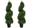 35 inch/2.95 ft Outdoor Boxwood Spiral Faux Topiary Trees, Artificial topiaries Tree with Black Pot,Set of 2 view 1