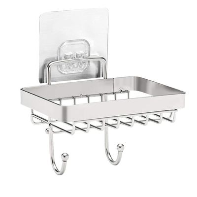 Cabilock Soap Suction Cup Holder Bathroom Soap Dish Adhesive Wall Holder Stainless Steel Hanging Sink Rack with Hook for Kitchen Bathroom Shower