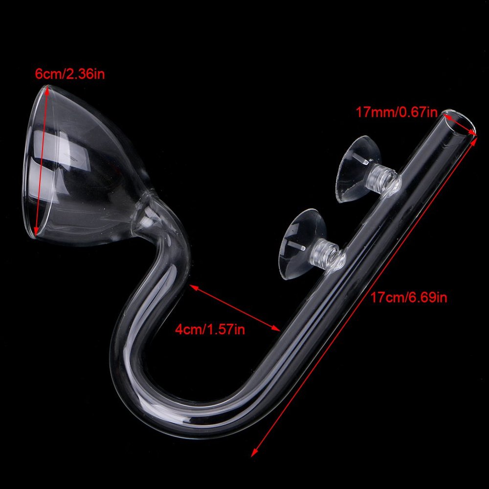 Youngy Aquarium Planted Glass Outflow Inflow Lily Pipe 13mm/17mm Tube with Suction Cup - 17mm
