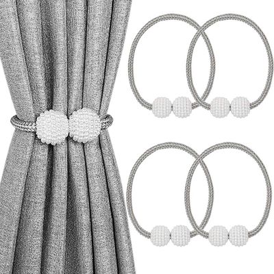 Melaluxe 4 Pack Magnetic Curtain Tiebacks, Decorative Curtain Holdbacks for Window Dcor (Grey)