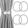 Melaluxe 4 Pack Magnetic Curtain Tiebacks, Decorative Curtain Holdbacks for Window Dcor (Grey) view 1