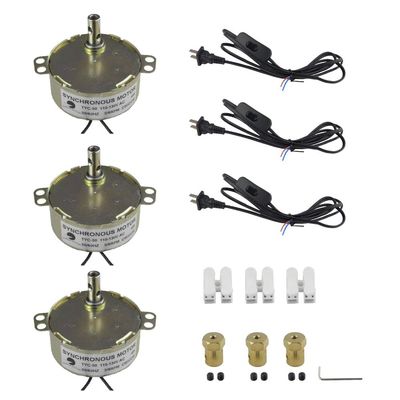 CHANCS 3PCS Turntable Synchronous MotorTYC-50 110V 5-6 RPM Synchron Motor for Cup Turner,Cuptisserie Rotator with 7mm Flexible Coupling Connector,Eletric Motor 1.8M Power Cord Switch Plug Turntable