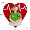 3D Boy Nurse Ornaments for Christmas Tree 2025 | Brunette Medical Ornaments RN Christmas Ornament 2025 - Healthcare Xmas Scrubs Ornament Nursing Stethoscope CNA Nurse Graduation Gift Heart Keepsake view 3
