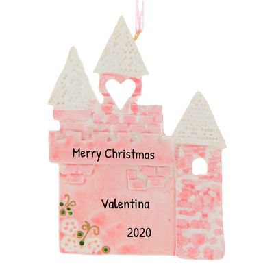 3D Castle Ornaments for Kids 2025 - Watercolor Castle Christmas Ornament for Girls Personalized Christmas Ornaments for Kids Pink Gifts for Girls Toddler Ornament for Xmas Tree Unique Keepsake